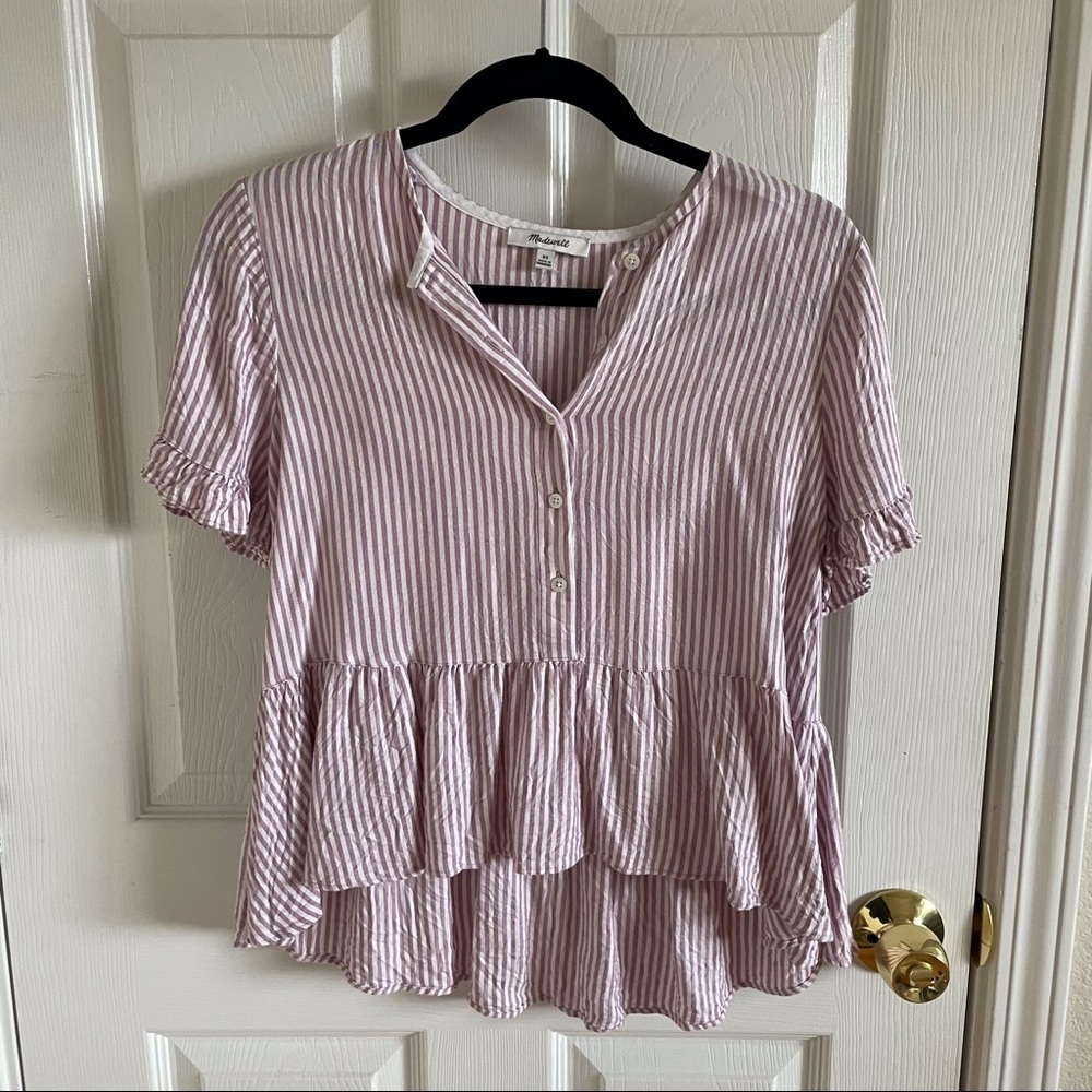 Madewell Puff sleeve Striped Blouse